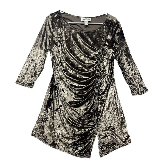 Vintage Joseph Ribkoff Boat Neck Faux Wrap Velvet Evening Tunic Top Size US 10 - Picture 1 of 4